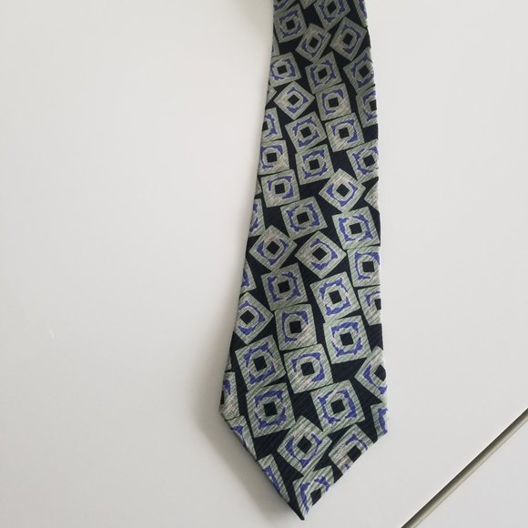 FRANK STELLA Geometric Design Italian Silk Tie - Picture 3 of 9